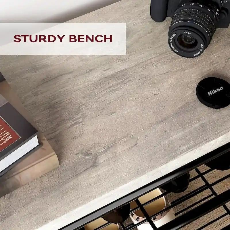 Narrow Hall Tree Storage Bench for Entryway, Coat Rack Shoe Bench