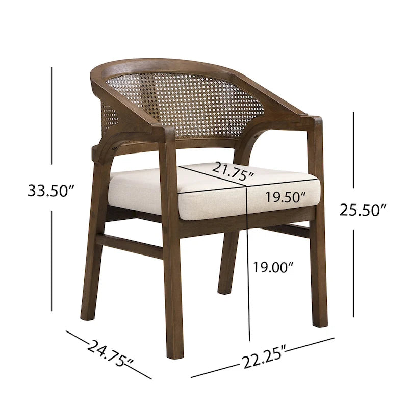 Cane Upholstered Dining Chair (Set of 2)