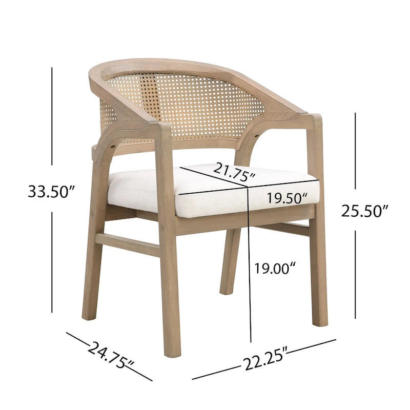 Cane Upholstered Dining Chair (Set of 2)