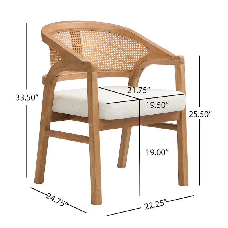 Cane Upholstered Dining Chair (Set of 2)