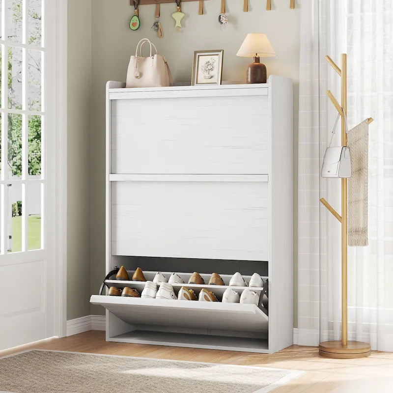 Shoe Cabinet with 3/2/4 Flip Drawers, Modern Shoe Storage for Entryway, Wooden Shoe Organizer Cabinet