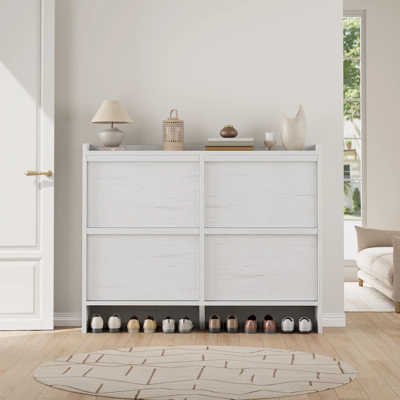 Shoe Cabinet with 3/2/4 Flip Drawers, Modern Shoe Storage for Entryway, Wooden Shoe Organizer Cabinet