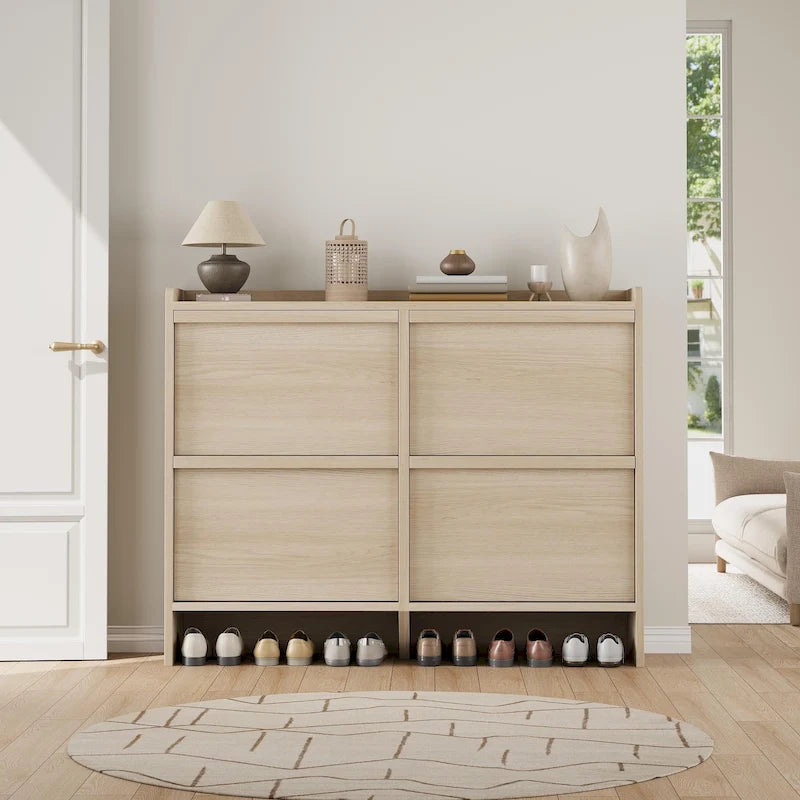 Shoe Cabinet with 3/2/4 Flip Drawers, Modern Shoe Storage for Entryway, Wooden Shoe Organizer Cabinet