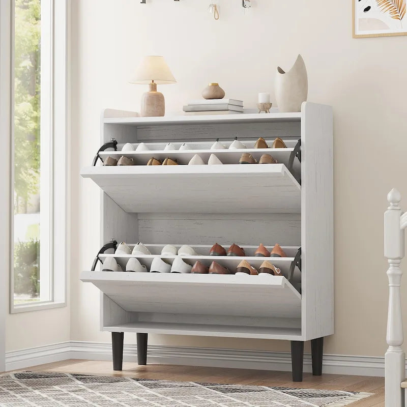 Shoe Cabinet with 3/2/4 Flip Drawers, Modern Shoe Storage for Entryway, Wooden Shoe Organizer Cabinet