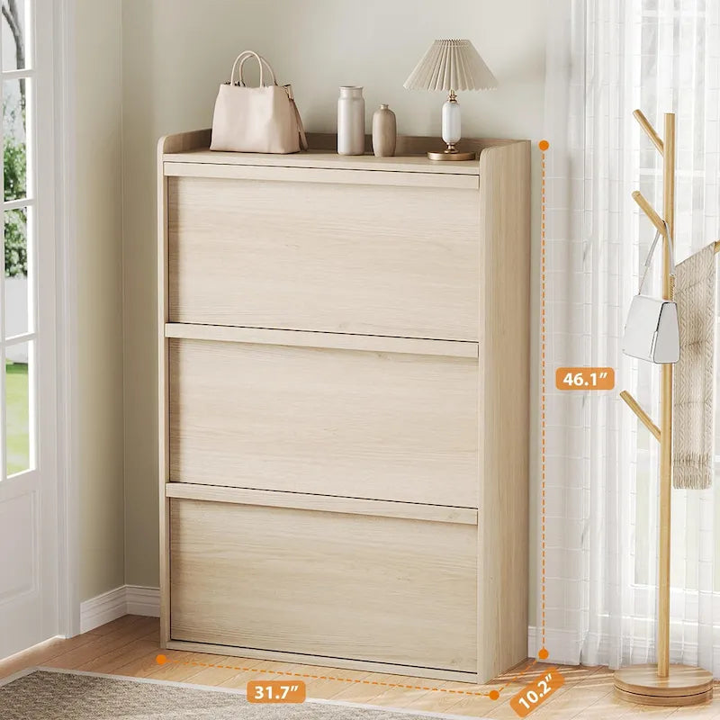 Shoe Cabinet with 3/2/4 Flip Drawers, Modern Shoe Storage for Entryway, Wooden Shoe Organizer Cabinet