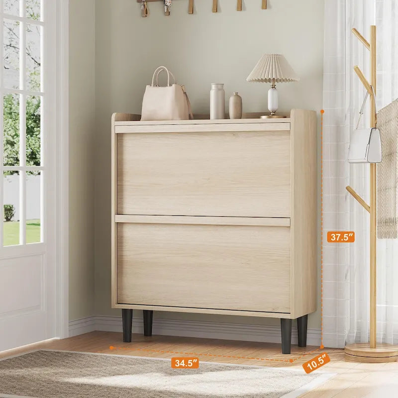 Shoe Cabinet with 3/2/4 Flip Drawers, Modern Shoe Storage for Entryway, Wooden Shoe Organizer Cabinet