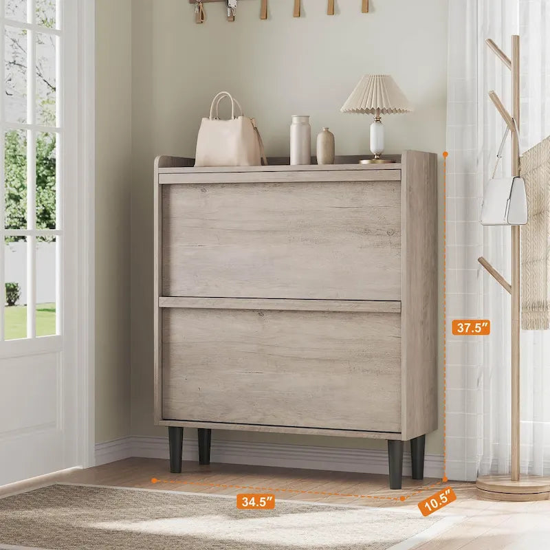 Shoe Cabinet with 3/2/4 Flip Drawers, Modern Shoe Storage for Entryway, Wooden Shoe Organizer Cabinet