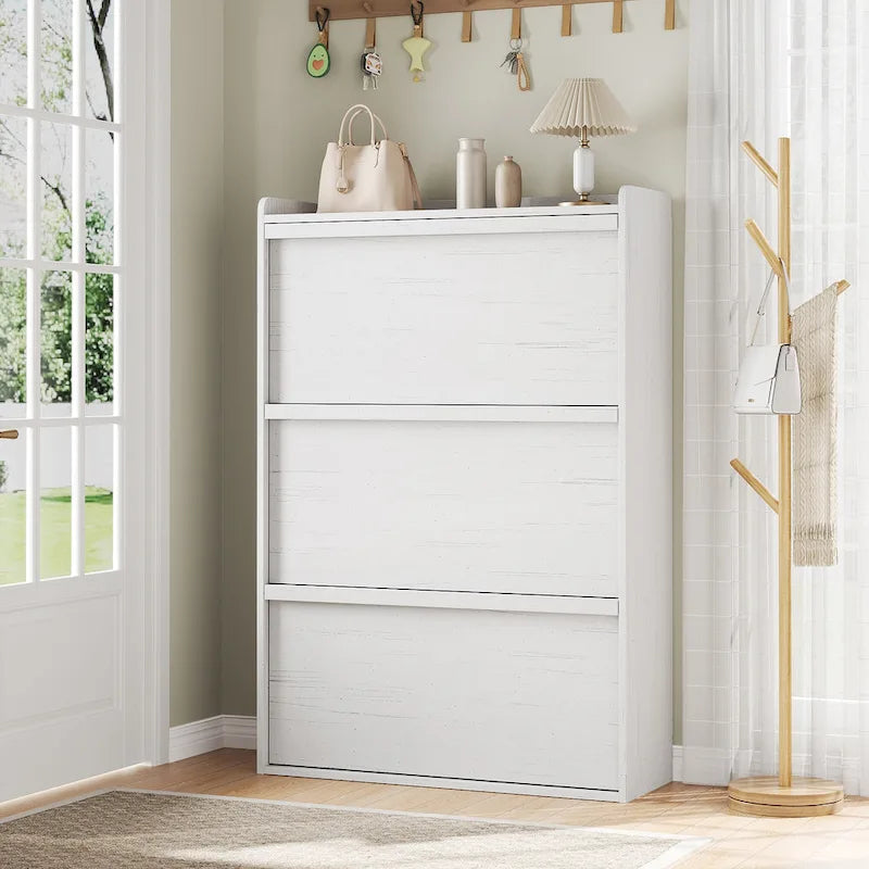Shoe Cabinet with 3/2/4 Flip Drawers, Modern Shoe Storage for Entryway, Wooden Shoe Organizer Cabinet