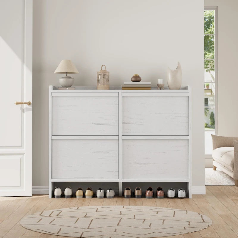 Shoe Cabinet with 3/2/4 Flip Drawers, Modern Shoe Storage for Entryway, Wooden Shoe Organizer Cabinet