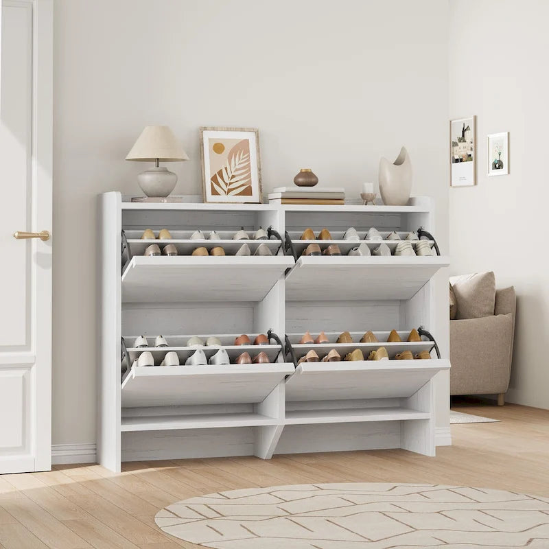Shoe Cabinet with 3/2/4 Flip Drawers, Modern Shoe Storage for Entryway, Wooden Shoe Organizer Cabinet