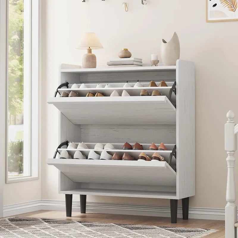 Shoe Cabinet with 3/2/4 Flip Drawers, Modern Shoe Storage for Entryway, Wooden Shoe Organizer Cabinet