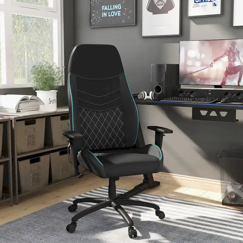 Black Faux Leather Reclining Gaming Chair by