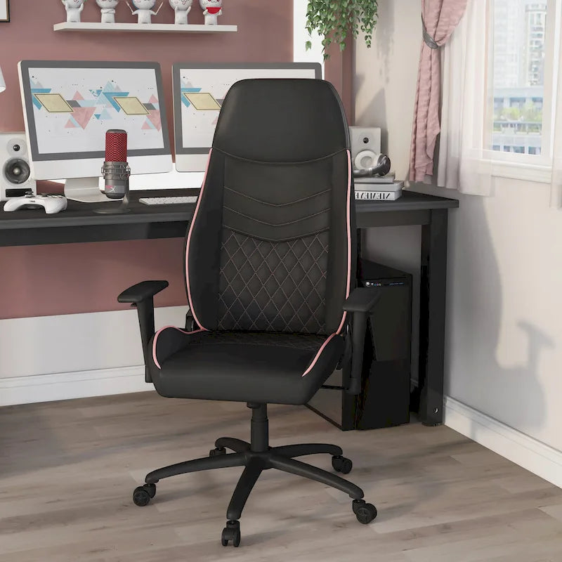Black Faux Leather Reclining Gaming Chair by