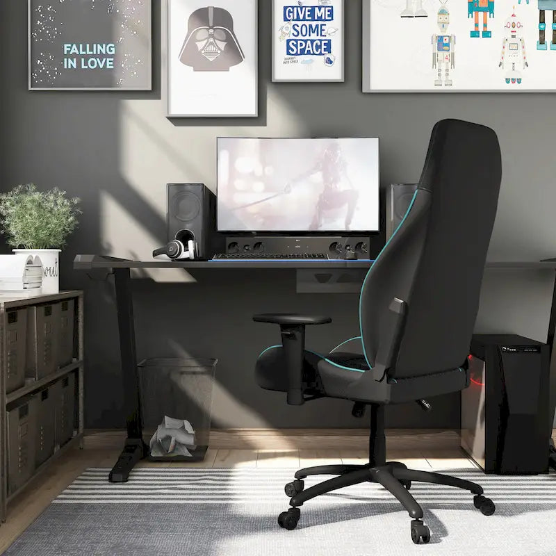 Black Faux Leather Reclining Gaming Chair by