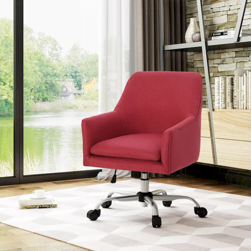 Mid Century Modern Fabric Home Office Chair with Chrome Base by - N/A