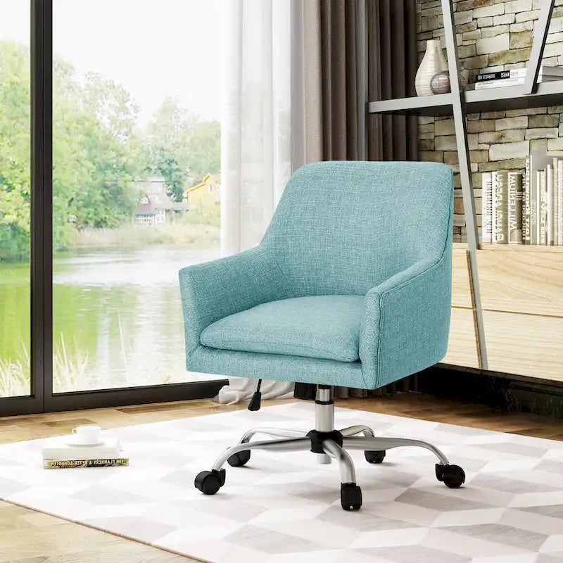 Mid Century Modern Fabric Home Office Chair with Chrome Base by - N/A