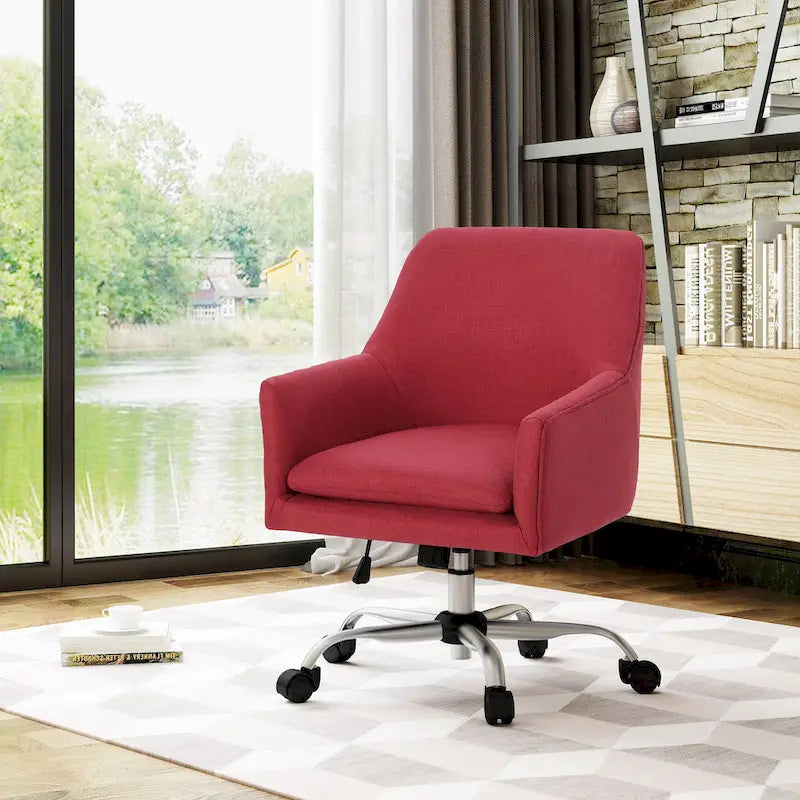 Mid Century Modern Fabric Home Office Chair with Chrome Base by - N/A