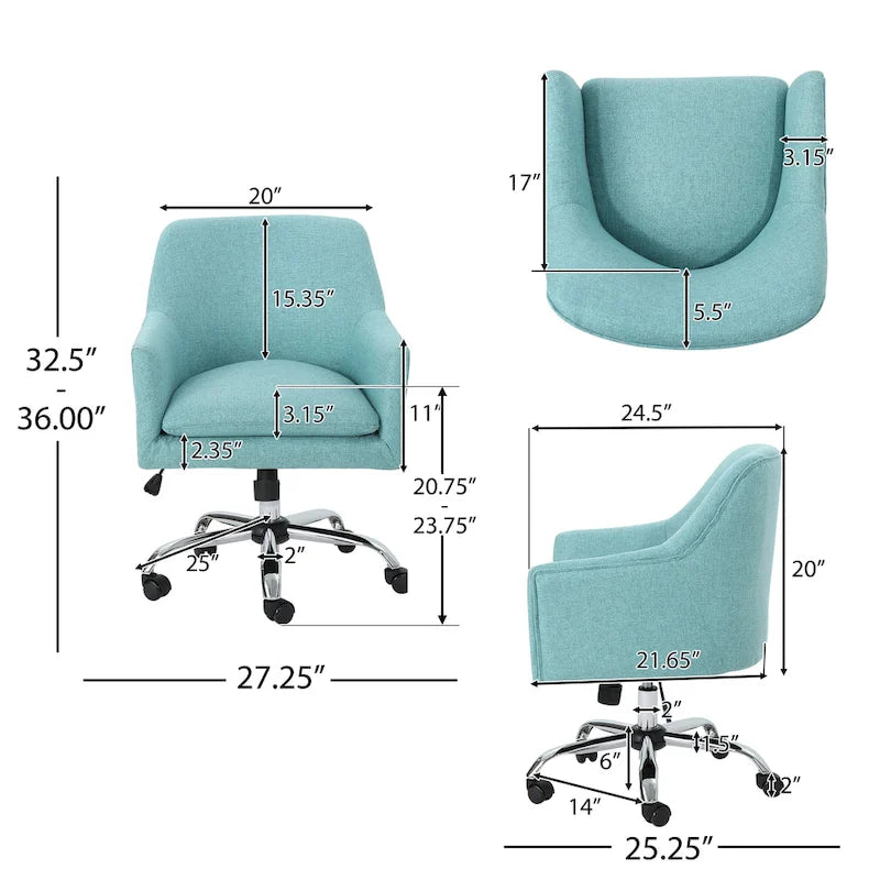 Mid Century Modern Fabric Home Office Chair with Chrome Base by - N/A