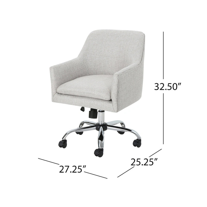 Mid Century Modern Fabric Home Office Chair with Chrome Base by - N/A