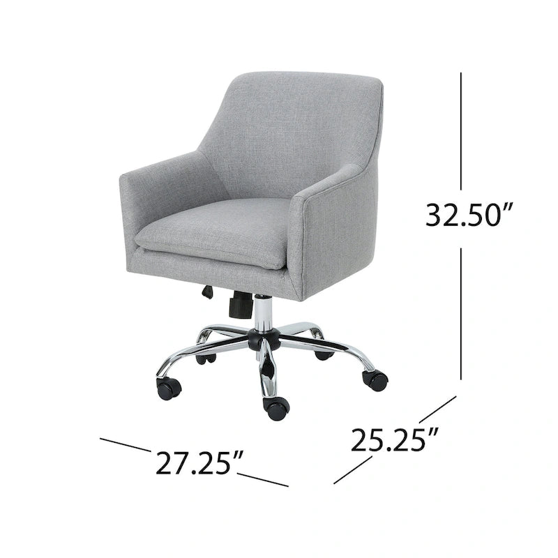 Mid Century Modern Fabric Home Office Chair with Chrome Base by - N/A