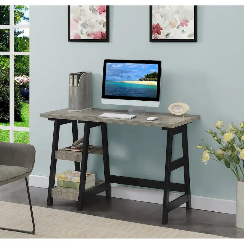Convenience Designs2Go Trestle Desk with Shelves