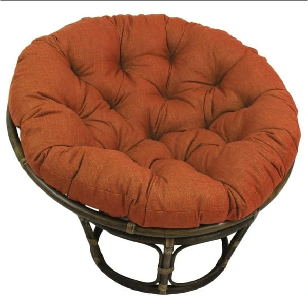 42-inch Rattan Papasan Chair with Solid All-Weather Cushion