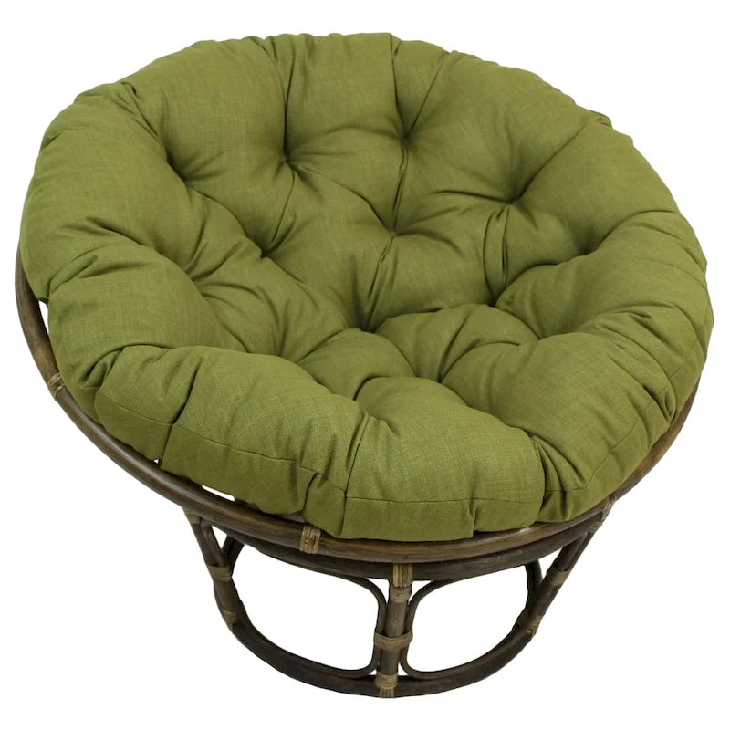 42-inch Rattan Papasan Chair with Solid All-Weather Cushion