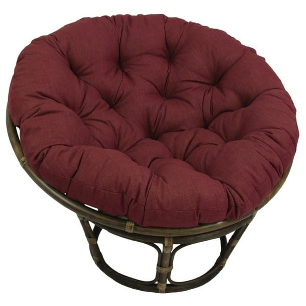 42-inch Rattan Papasan Chair with Solid All-Weather Cushion