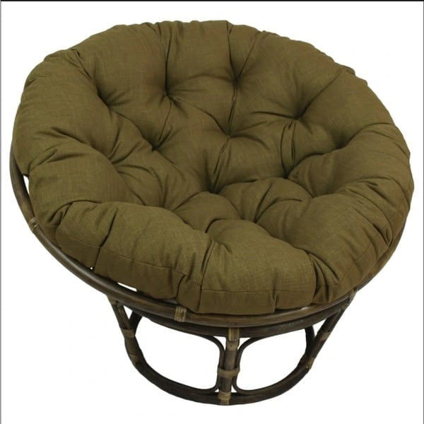 42-inch Rattan Papasan Chair with Solid All-Weather Cushion
