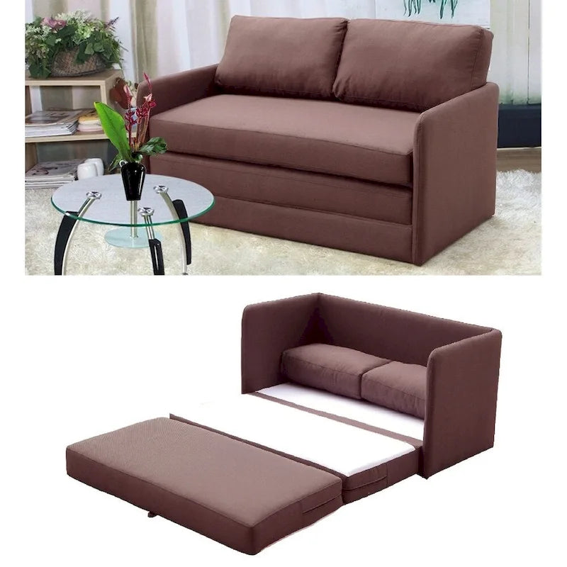 Reversible 5.1 inches Foam Fabric Loveseat and Sofa Bed