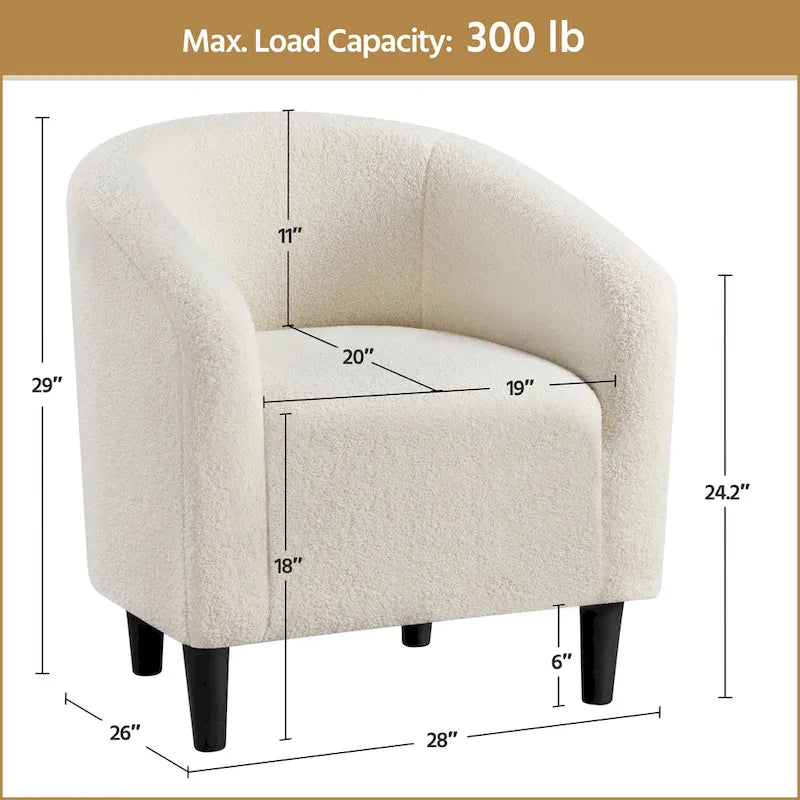Club Chair Accent Barrel Chair Upholstered Arm Chair