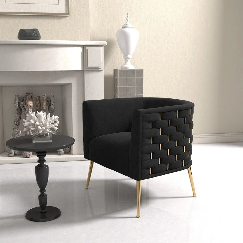 Mid-Century Modern Velvet Round Accent Chair for Living Room