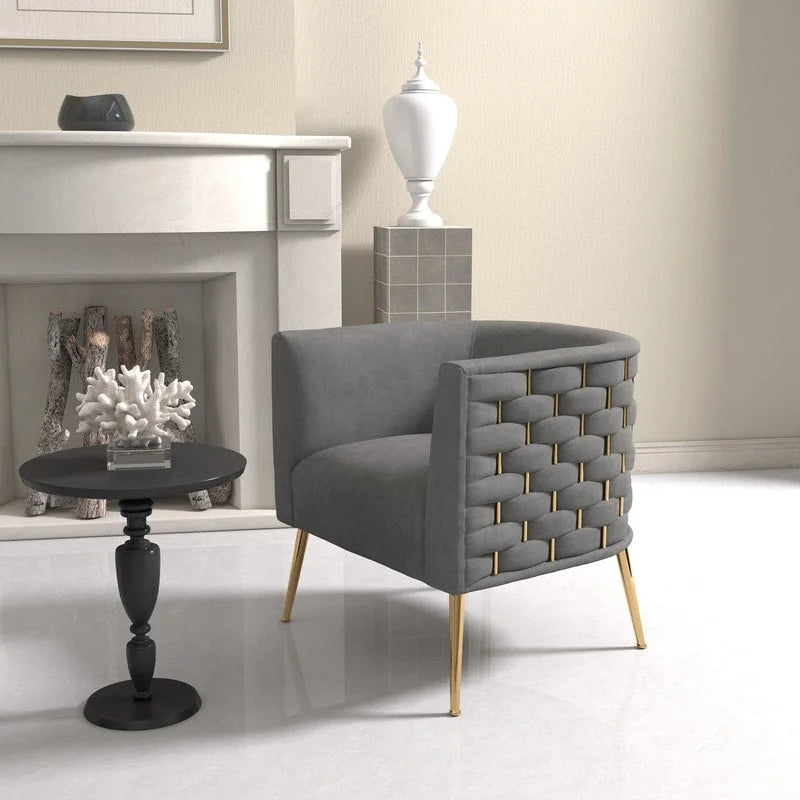 Mid-Century Modern Velvet Round Accent Chair for Living Room