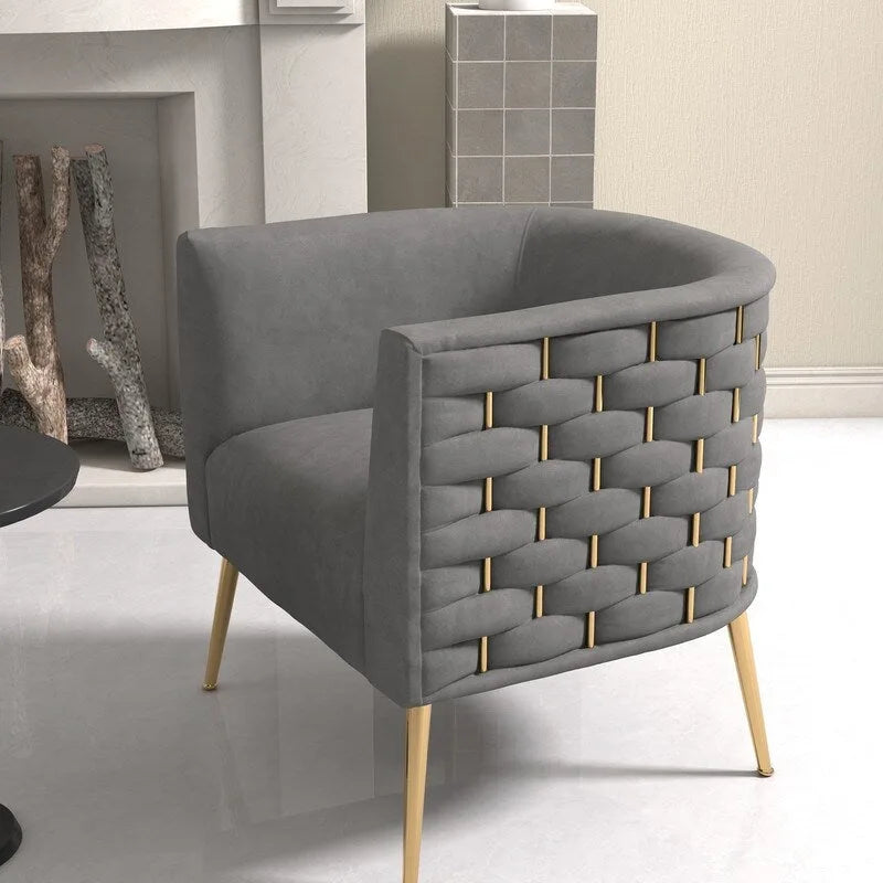 Mid-Century Modern Velvet Round Accent Chair for Living Room