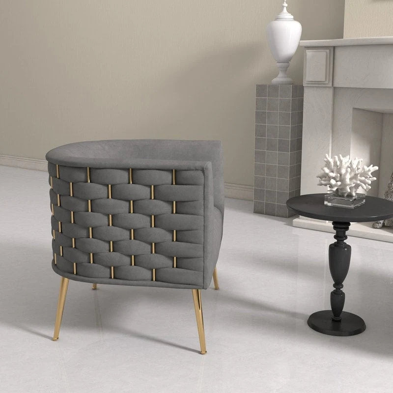 Mid-Century Modern Velvet Round Accent Chair for Living Room