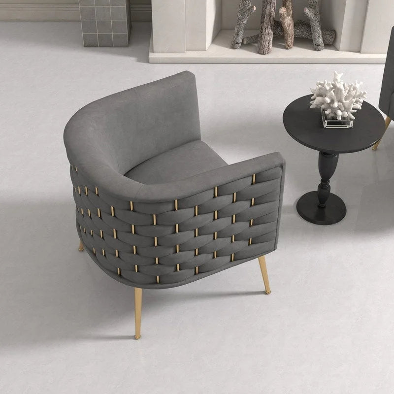 Mid-Century Modern Velvet Round Accent Chair for Living Room