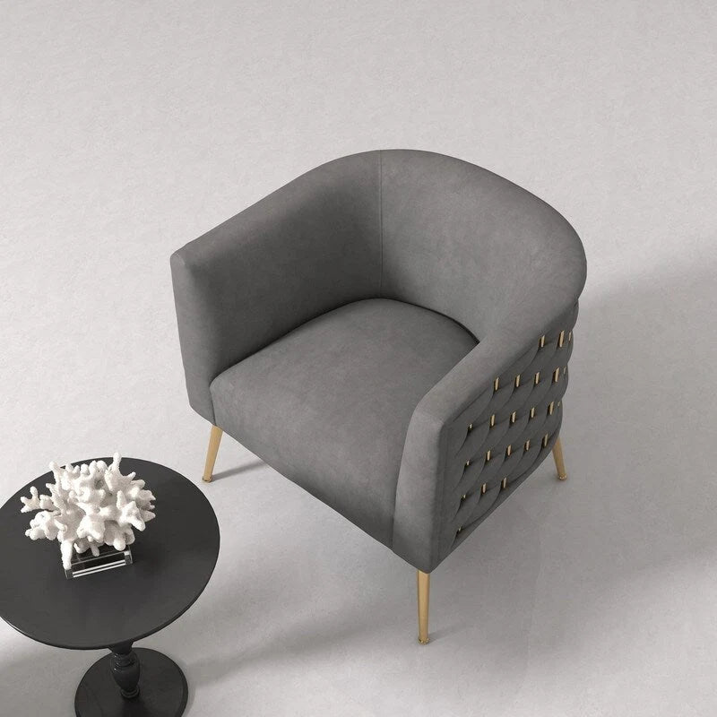 Mid-Century Modern Velvet Round Accent Chair for Living Room
