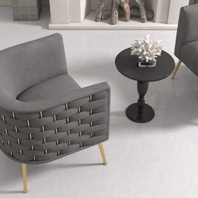 Mid-Century Modern Velvet Round Accent Chair for Living Room