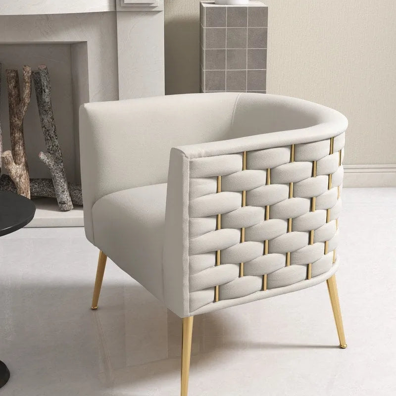 Mid-Century Modern Velvet Round Accent Chair for Living Room