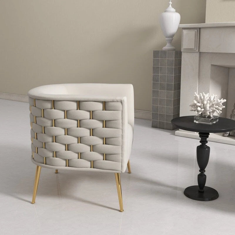 Mid-Century Modern Velvet Round Accent Chair for Living Room