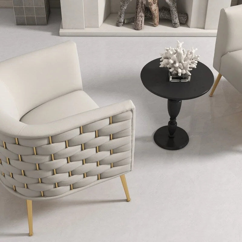 Mid-Century Modern Velvet Round Accent Chair for Living Room