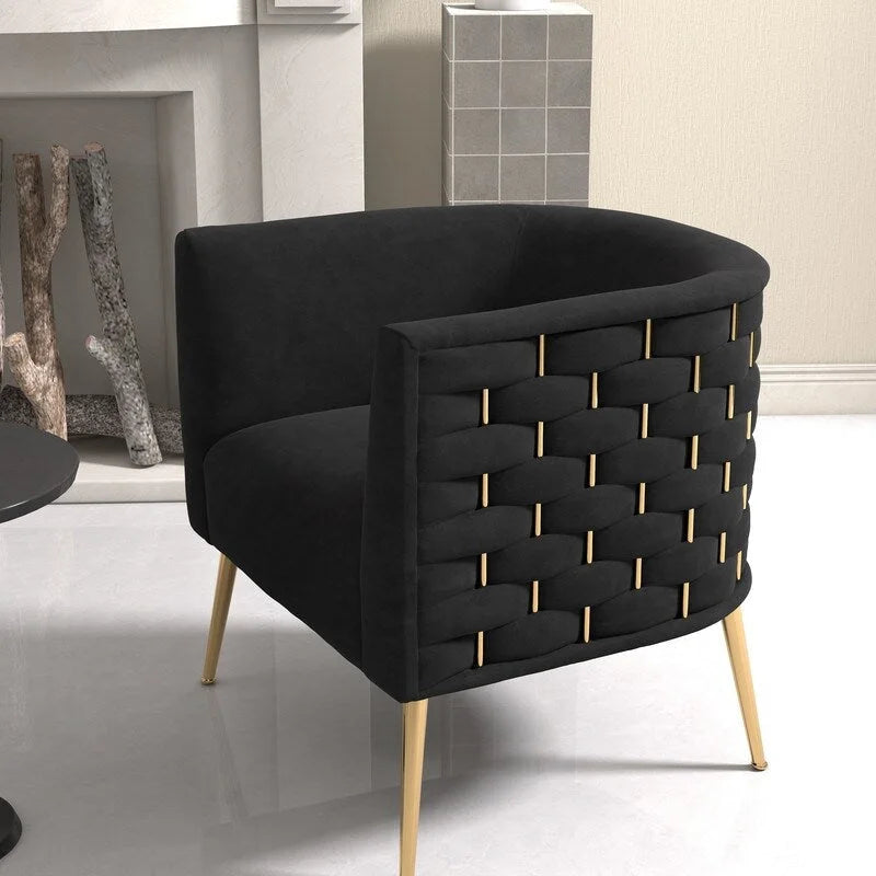 Mid-Century Modern Velvet Round Accent Chair for Living Room