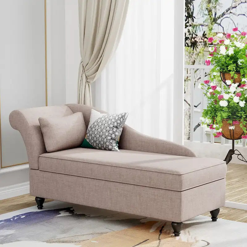 Modern Chaise Lounge Indoor with Storage Fabric Chaise Lounge Couch