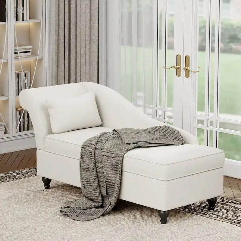 Modern Chaise Lounge Indoor with Storage Fabric Chaise Lounge Couch