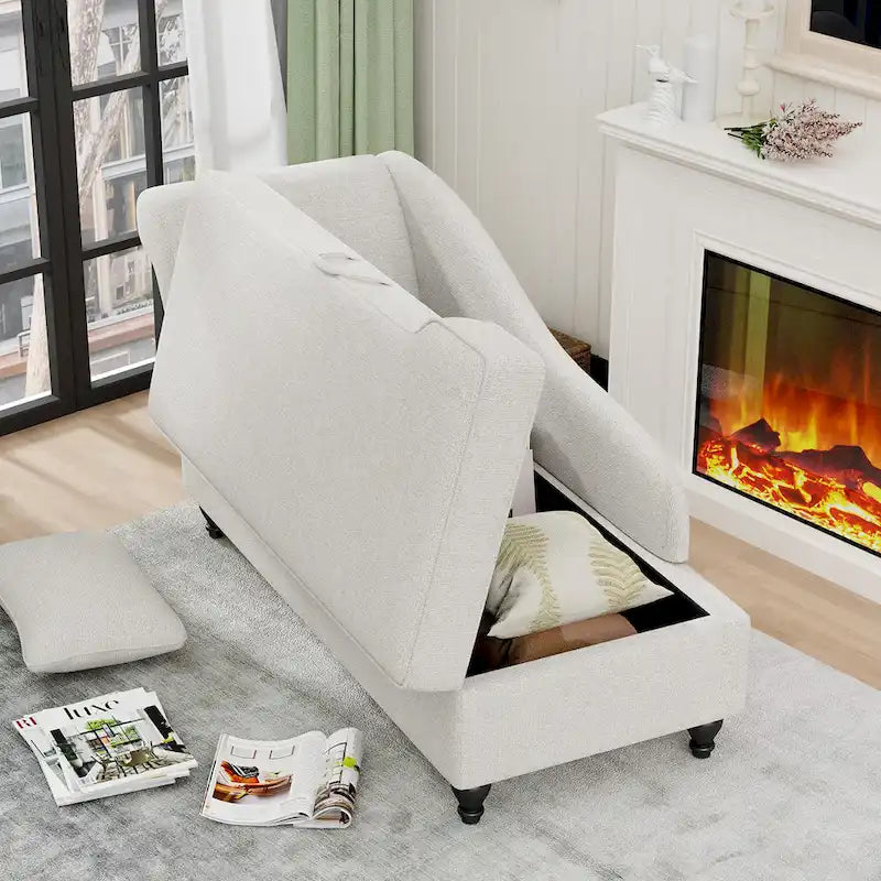 Modern Chaise Lounge Indoor with Storage Fabric Chaise Lounge Couch