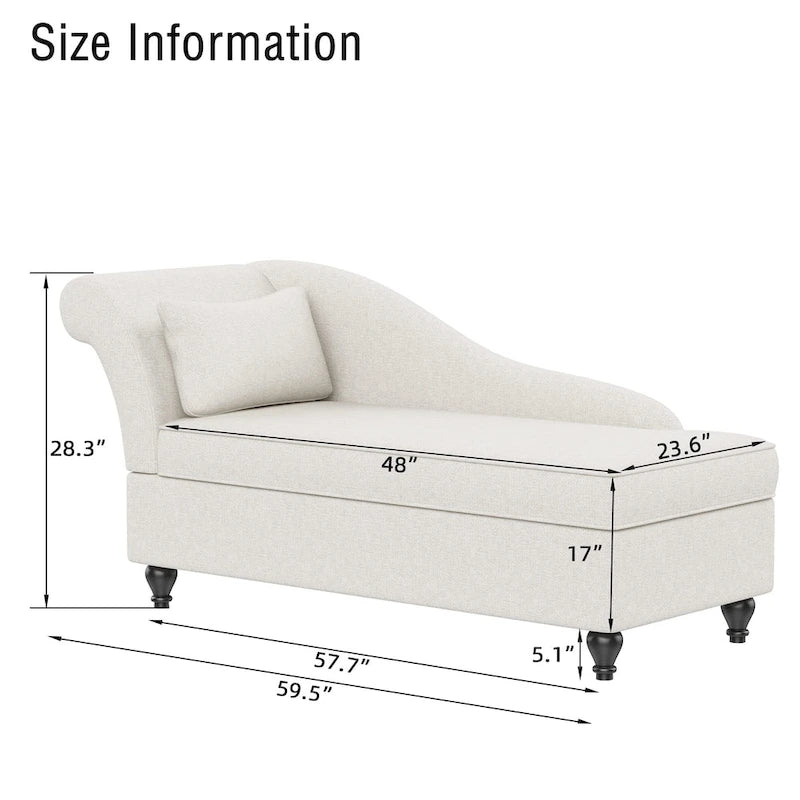 Modern Chaise Lounge Indoor with Storage Fabric Chaise Lounge Couch