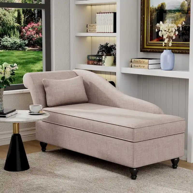 Modern Chaise Lounge Indoor with Storage Fabric Chaise Lounge Couch