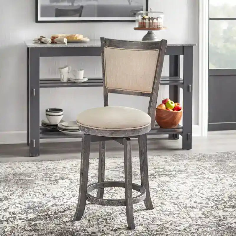 French Country 24-inch Counter Height Swivel Bar Stool