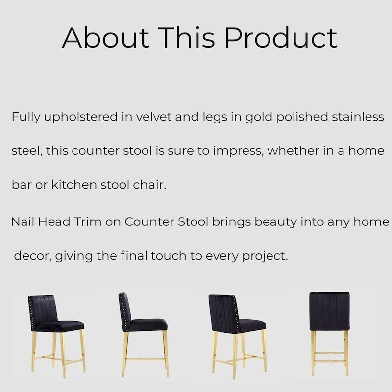 Counter Height Bar Stools Island Bar Chairs with Gold Stainless Steel Legs