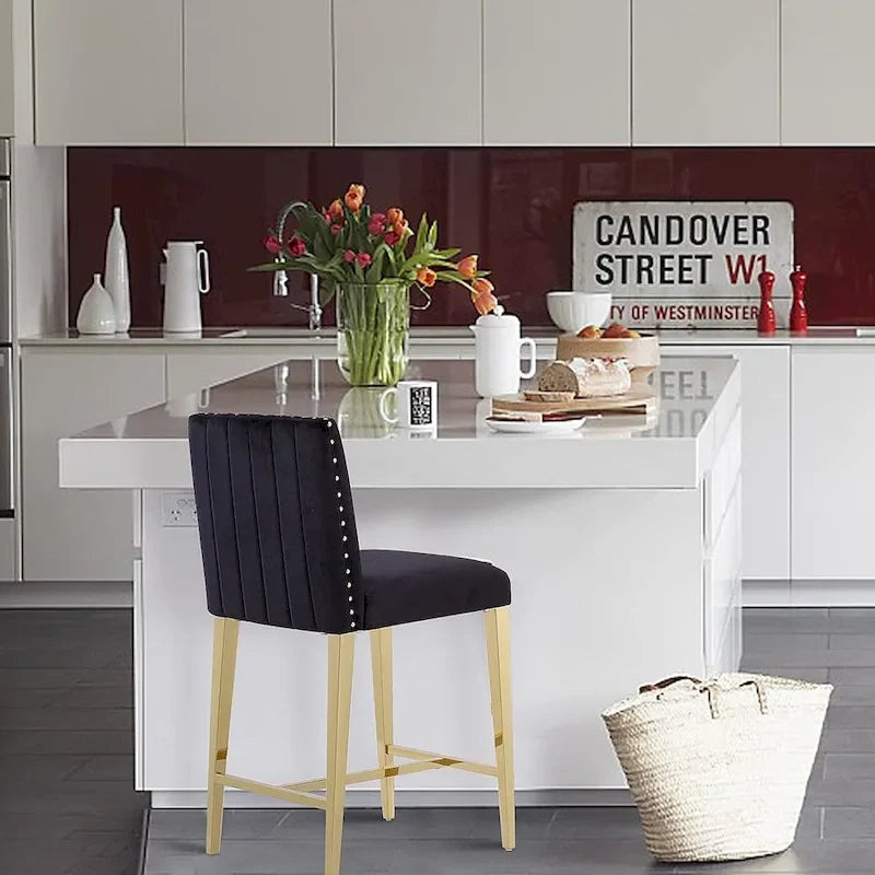 Counter Height Bar Stools Island Bar Chairs with Gold Stainless Steel Legs